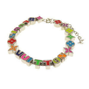 LOUIS VUITTON Silver Monogram Charm Bracelet
